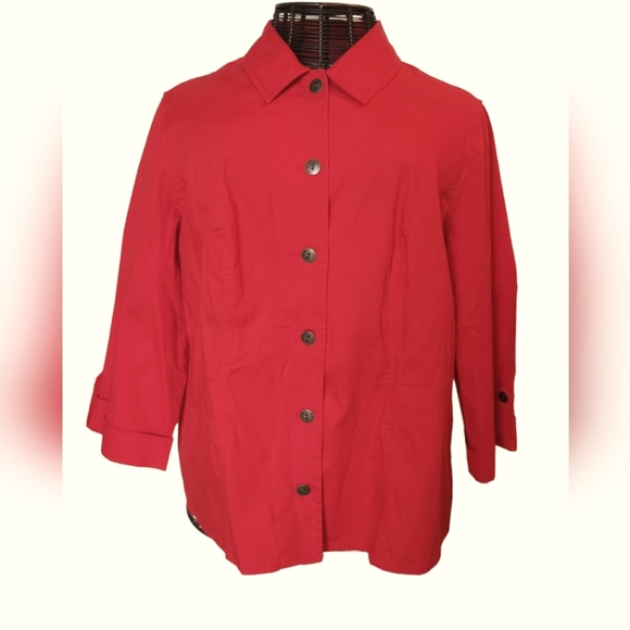 CJ BANKS size 1X red button front jacket - Picture 1 of 9